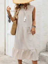 Tie Neck Sleeveless Ruffled Hem Dress